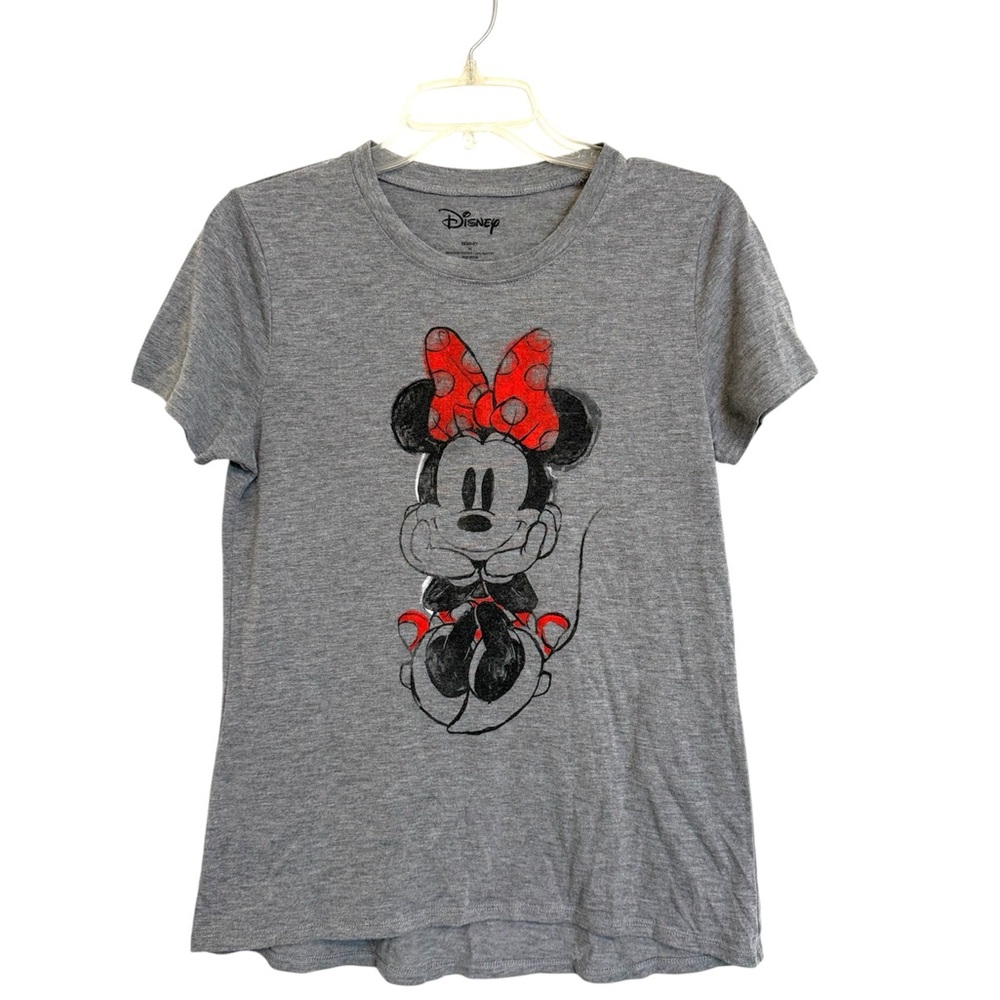 2/$30 Disney Minnie Mouse Gray Graphic Tee Size Medium Red Bow Shirt